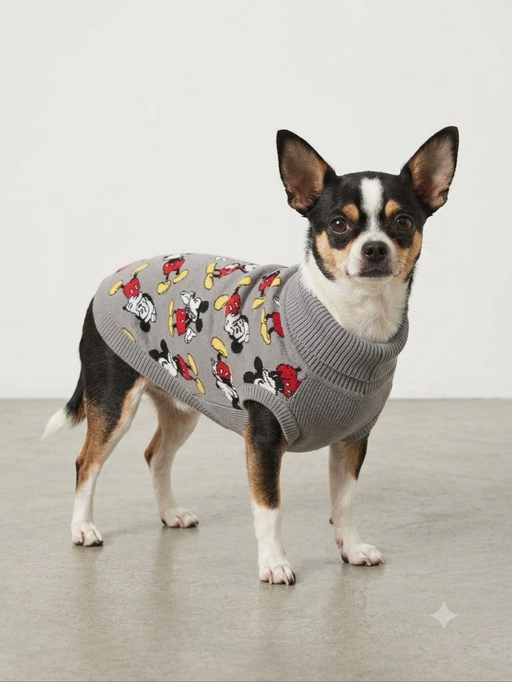 Disney Mickey Mouse Pet Dog Sweater Gray Knit Pullover XL Cotton Blend Holiday